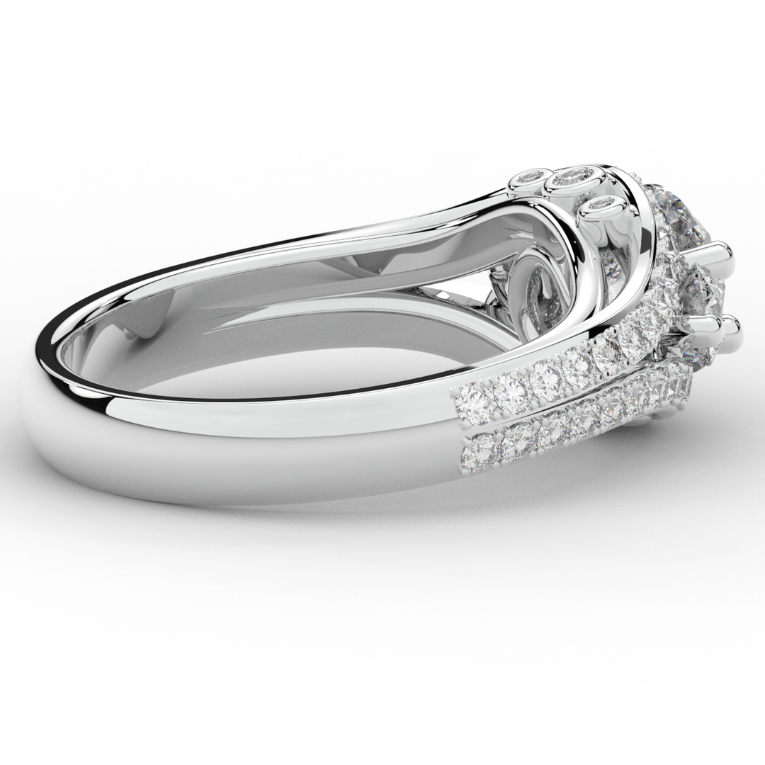 1.90CT.TW ROUND LAB DIAMOND THREE STONE ENGAGEMENT RING - Nazarelle