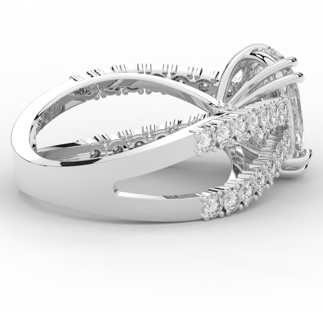 3.75CT.TW CUSHION LAB DIAMOND SPLIT BAND ENGAGEMENT RING - Nazarelle