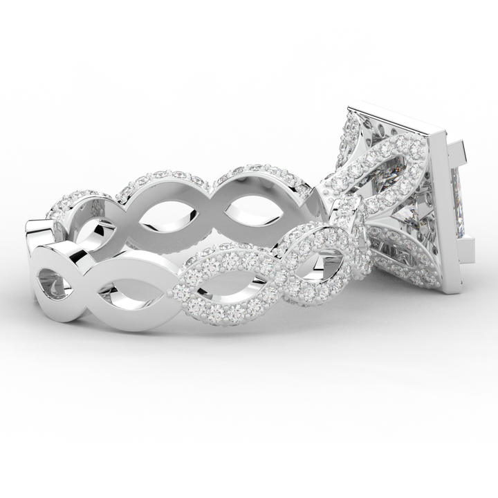 2.40CT.TW PRINCESS LAB DIAMOND HALO ENGAGEMENT RING - Nazarelle