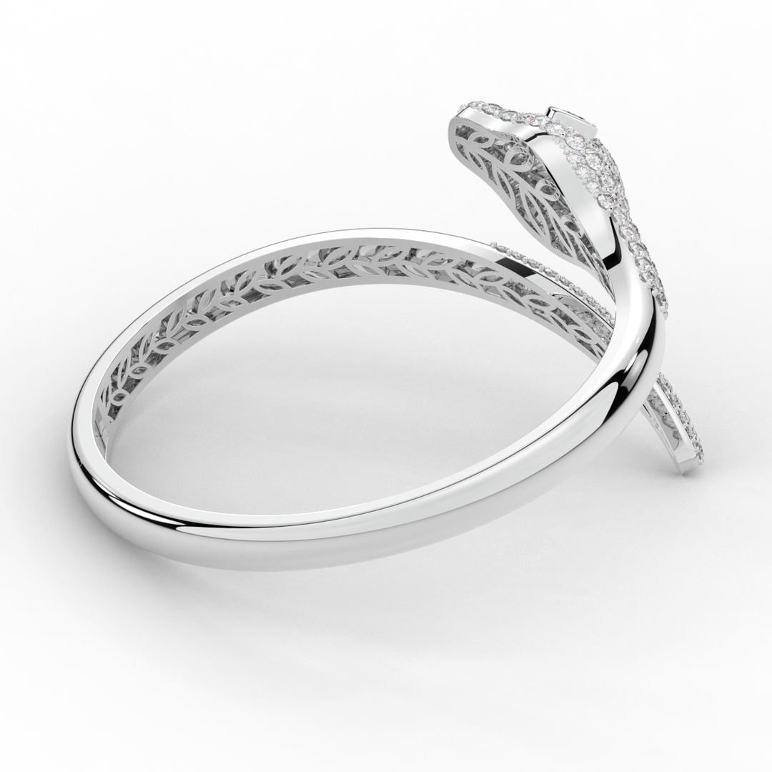 3.75CT.TW ROUND AND PEAR LAB DIAMOND SNAKE BANGLE - Nazarelle