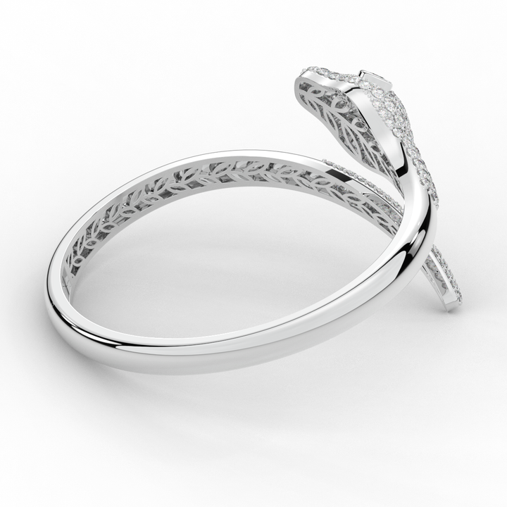 3.75CT.TW ROUND AND PEAR LAB DIAMOND SNAKE BANGLE - Nazarelle
