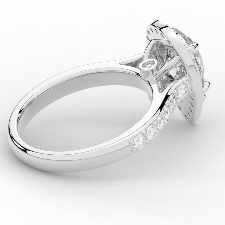 2.50CT.TW PEAR LAB DIAMOND HALO ENGAGEMENT RING - Nazarelle