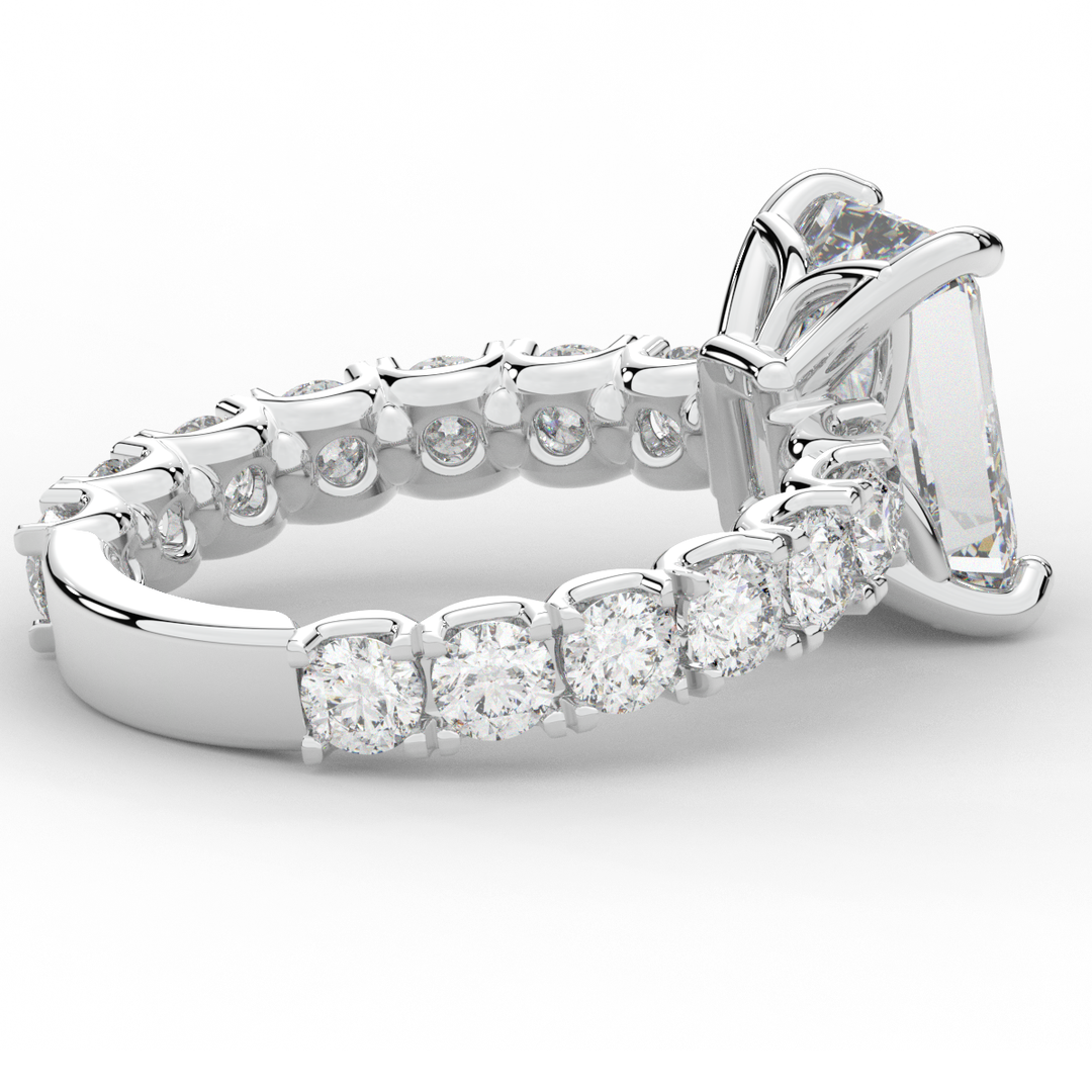 4.35CT.TW EMERALD CUT LAB DIAMOND ENGAGEMENT RING - Nazarelle