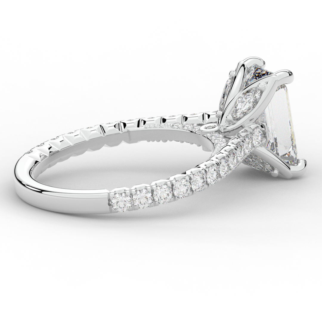 2.70CT.TW EMERALD CUT LAB DIAMOND SOLITAIRE ENGAGEMENT RING - Nazarelle