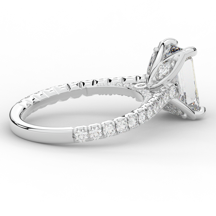 2.70CT.TW EMERALD CUT LAB DIAMOND SOLITAIRE ENGAGEMENT RING - Nazarelle