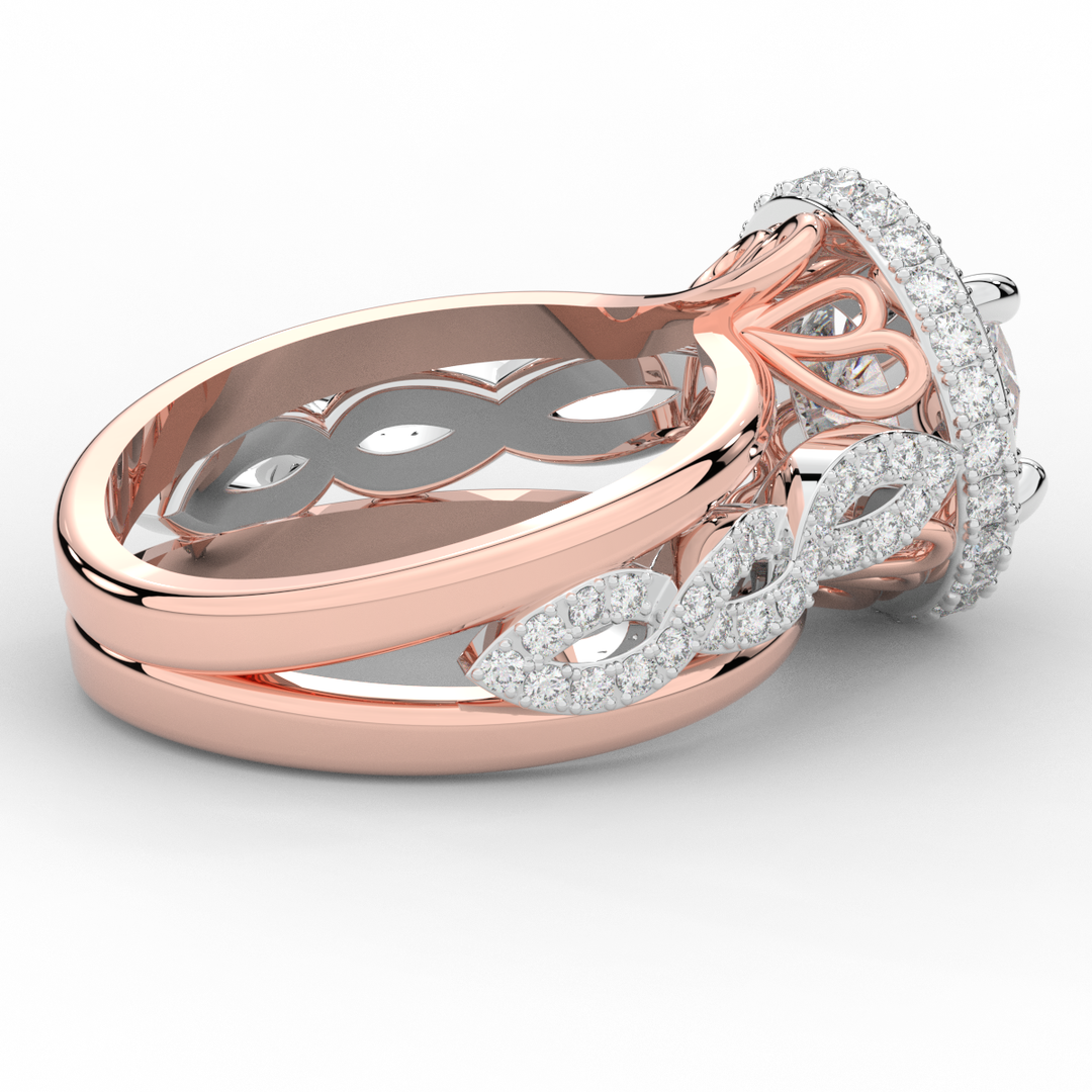 2.85CT.TW ROUND LAB DIAMOND HALO TWO TONE ENGAGEMENT RING - Nazarelle