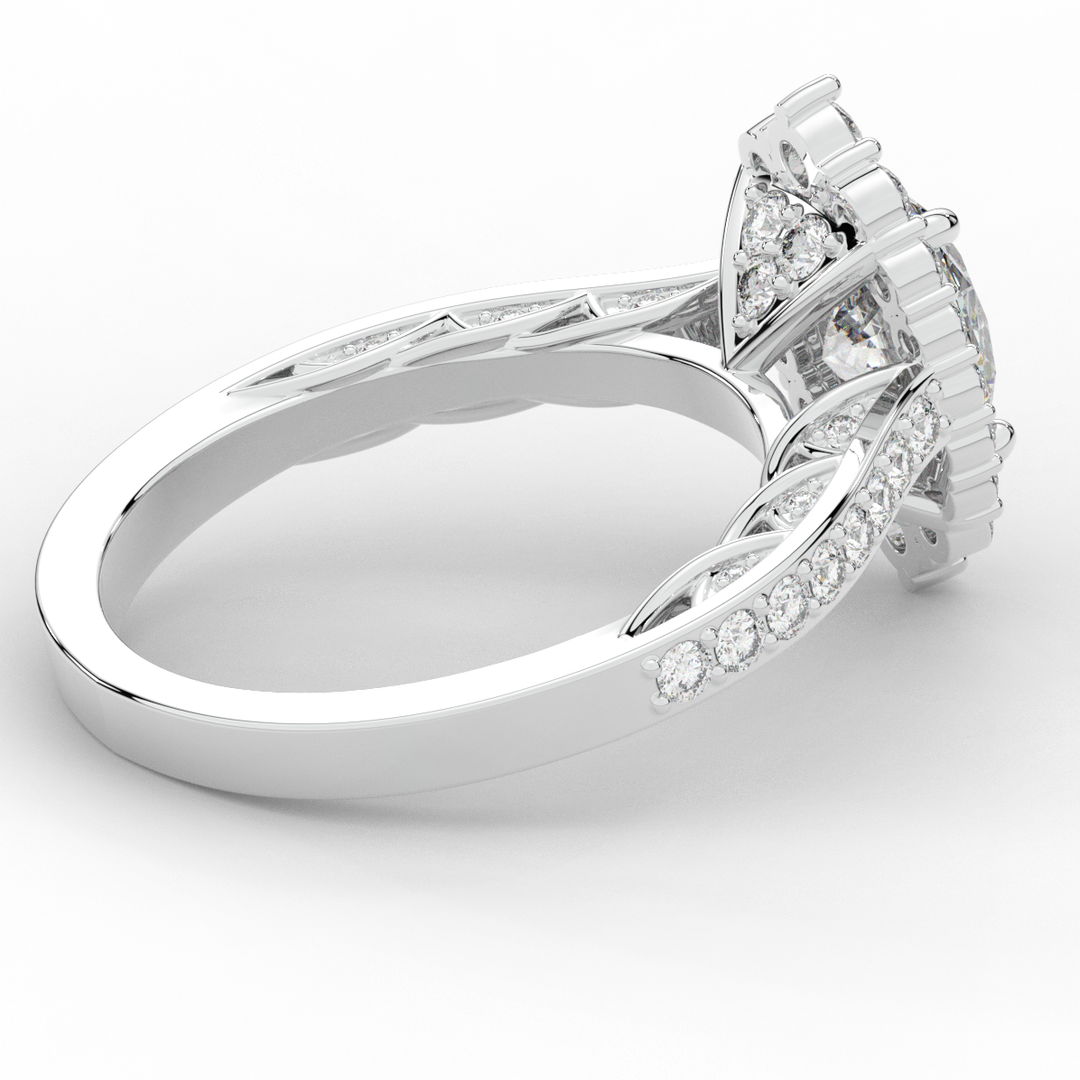 1.75CT.TW OVAL LAB DIAMOND HALO ENGAGEMENT RING - Nazarelle