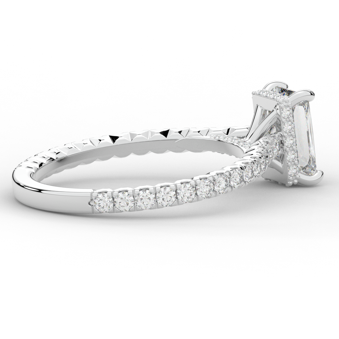 2.10CT.TW RADIANT LAB DIAMOND UNDERHALO SOLITAIRE ENGAGEMENT RING - Nazarelle