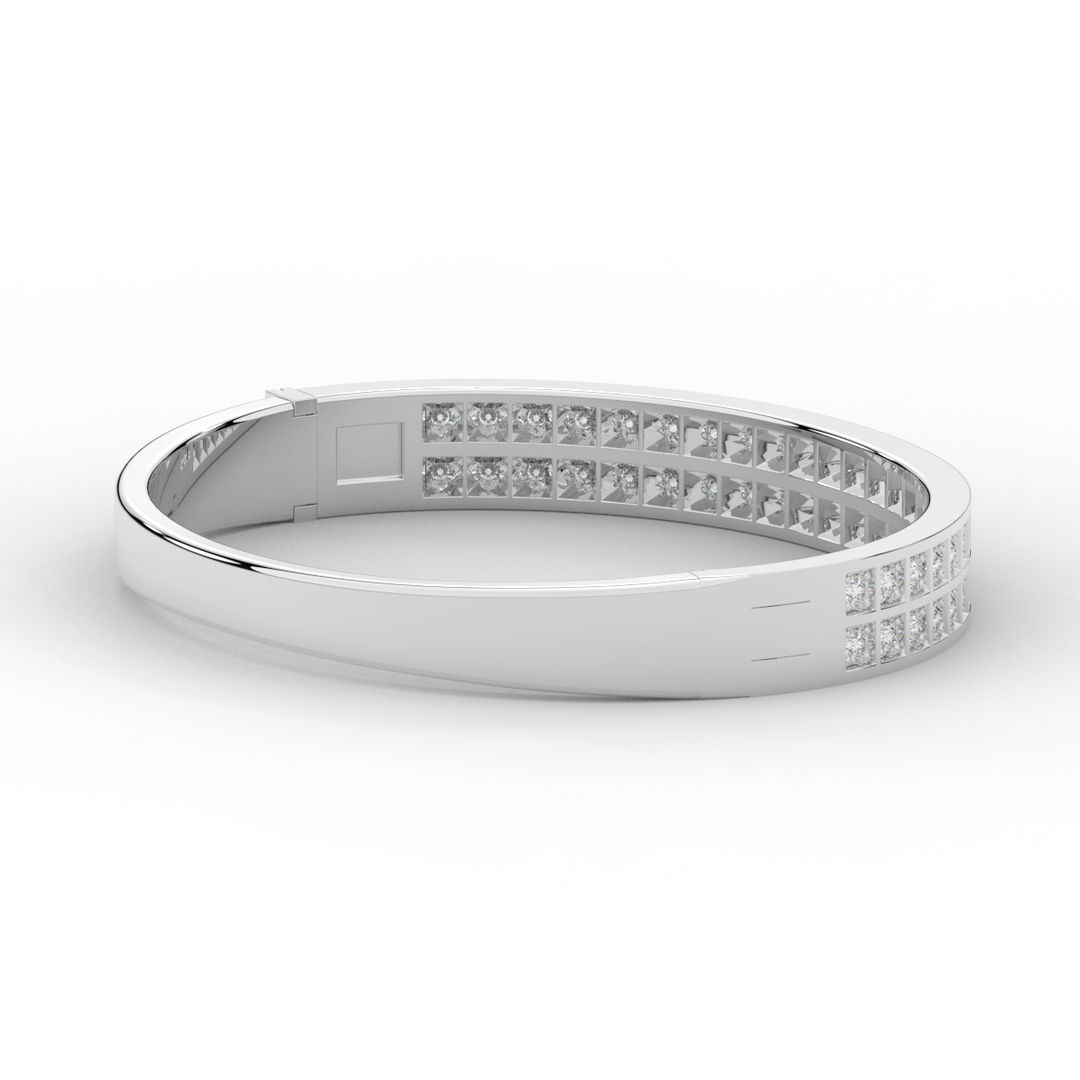 2.00CT.TW ROUND LAB TWO ROW DIAMOND BANGLE - Nazarelle