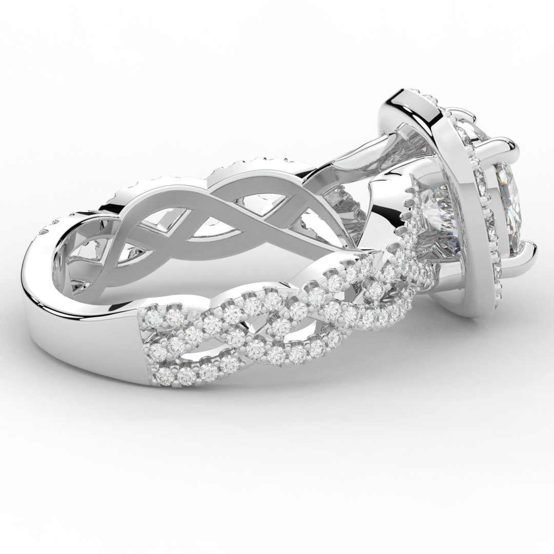 2.70CT.TW CUSHION LAB DIAMOND HALO TRIPLE TWIST ENGAGEMENT RING - Nazarelle