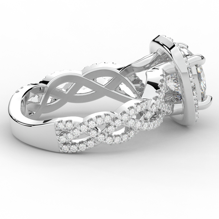 2.70CT.TW CUSHION LAB DIAMOND HALO TRIPLE TWIST ENGAGEMENT RING - Nazarelle