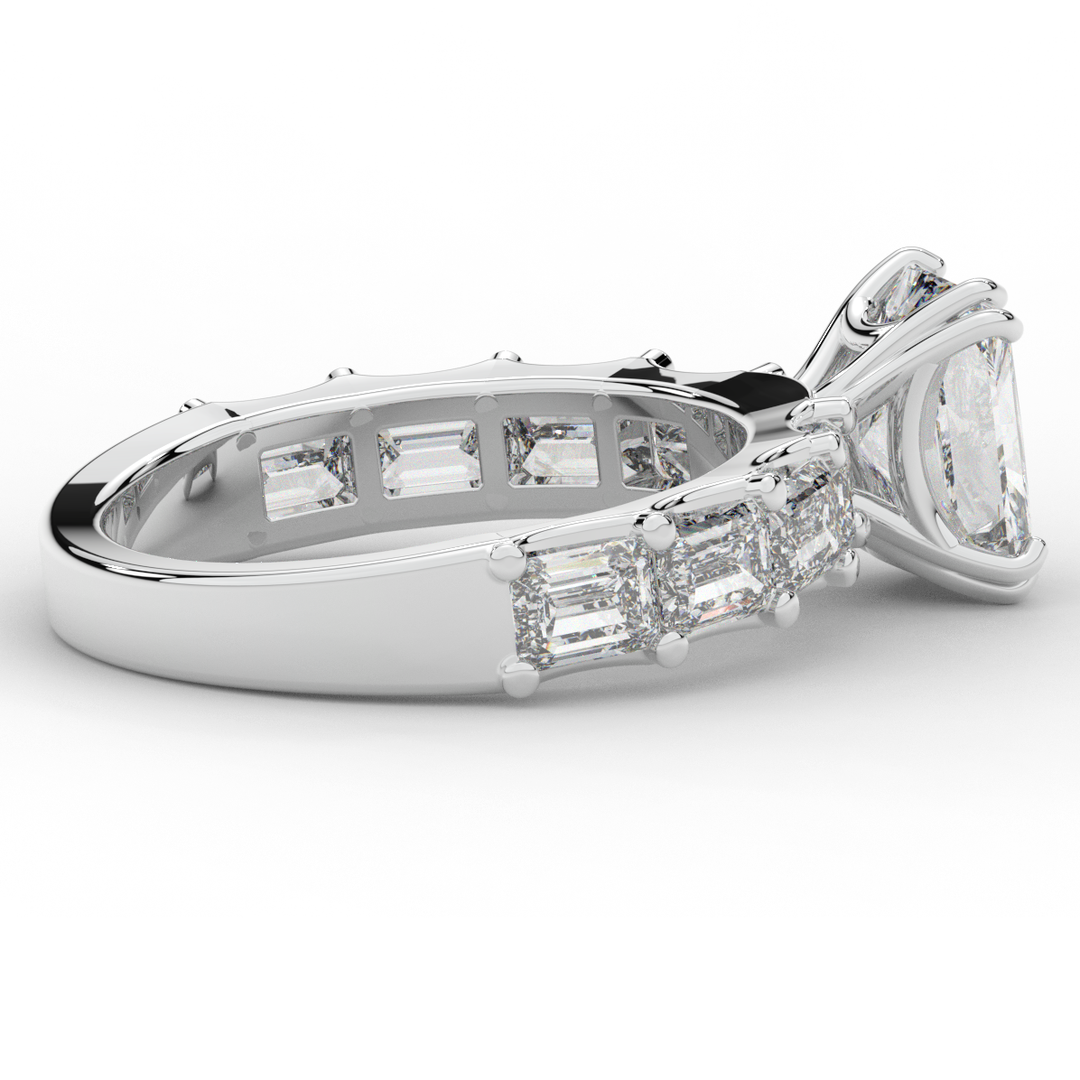 3.75CT.TW RADIANT LAB DIAMOND SOLITAIRE ENGAGEMENT RING - Nazarelle