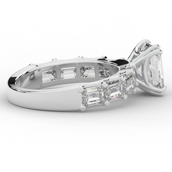 3.75CT.TW RADIANT LAB DIAMOND SOLITAIRE ENGAGEMENT RING - Nazarelle
