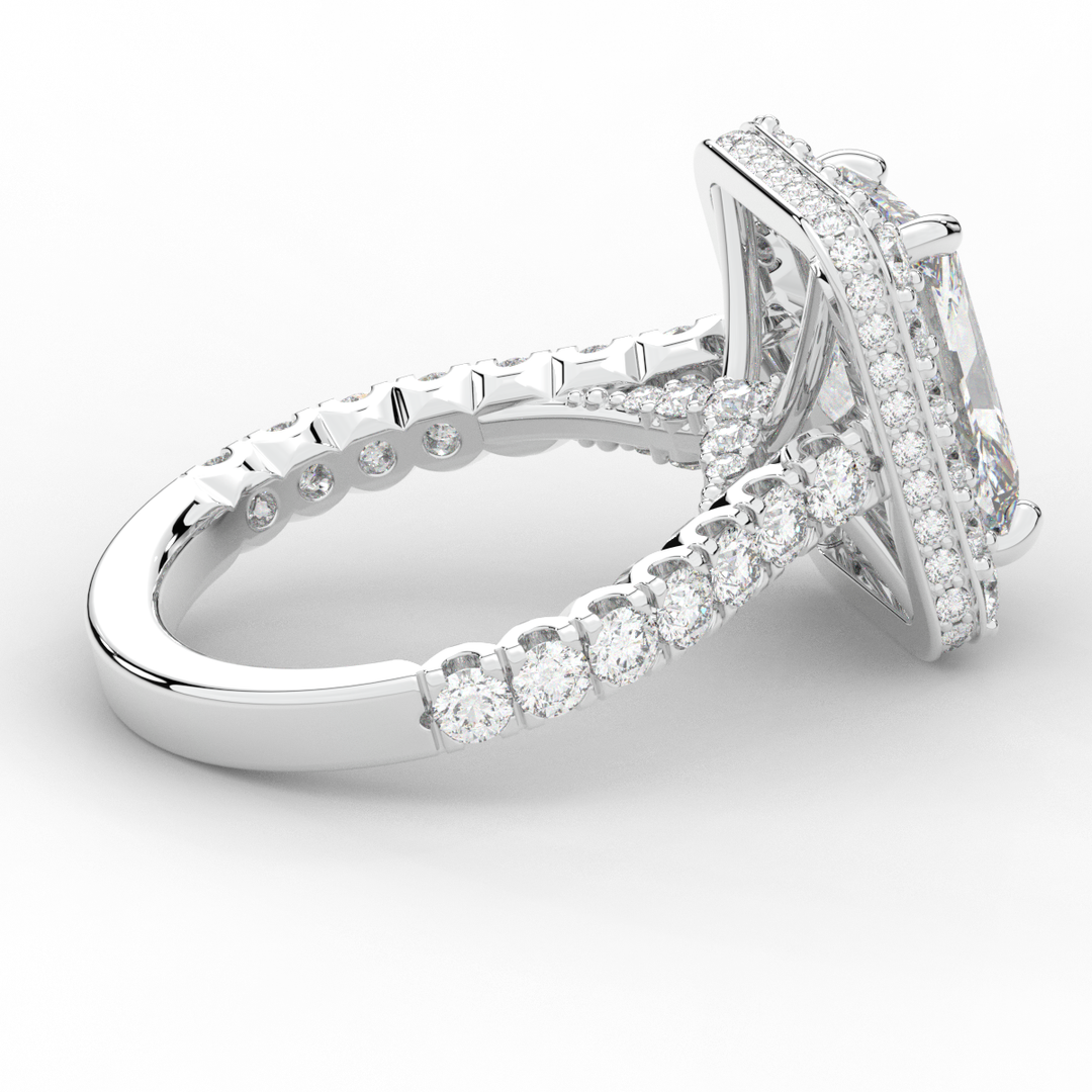 4.50CT.TW RADIANT LAB DIAMOND HALO ENGAGEMENT RING - Nazarelle