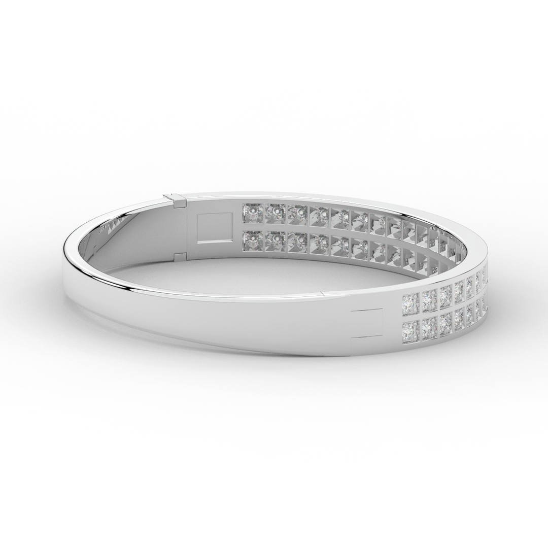 2.00CT.TW ROUND LAB TWO ROW DIAMOND BANGLE - Nazarelle