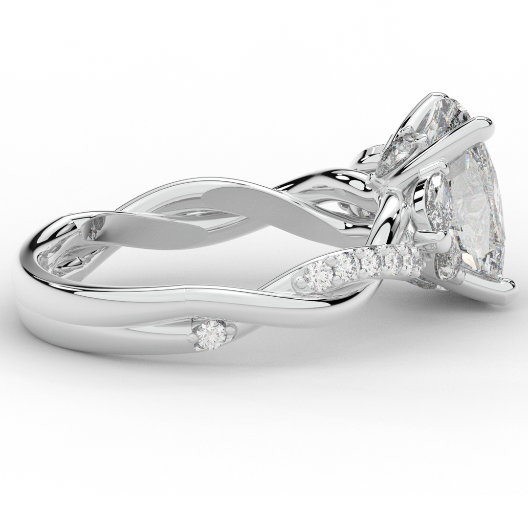 2.40CT.TW CUSHION LAB DIAMOND TWIST BAND ENGAGEMENT RING - Nazarelle