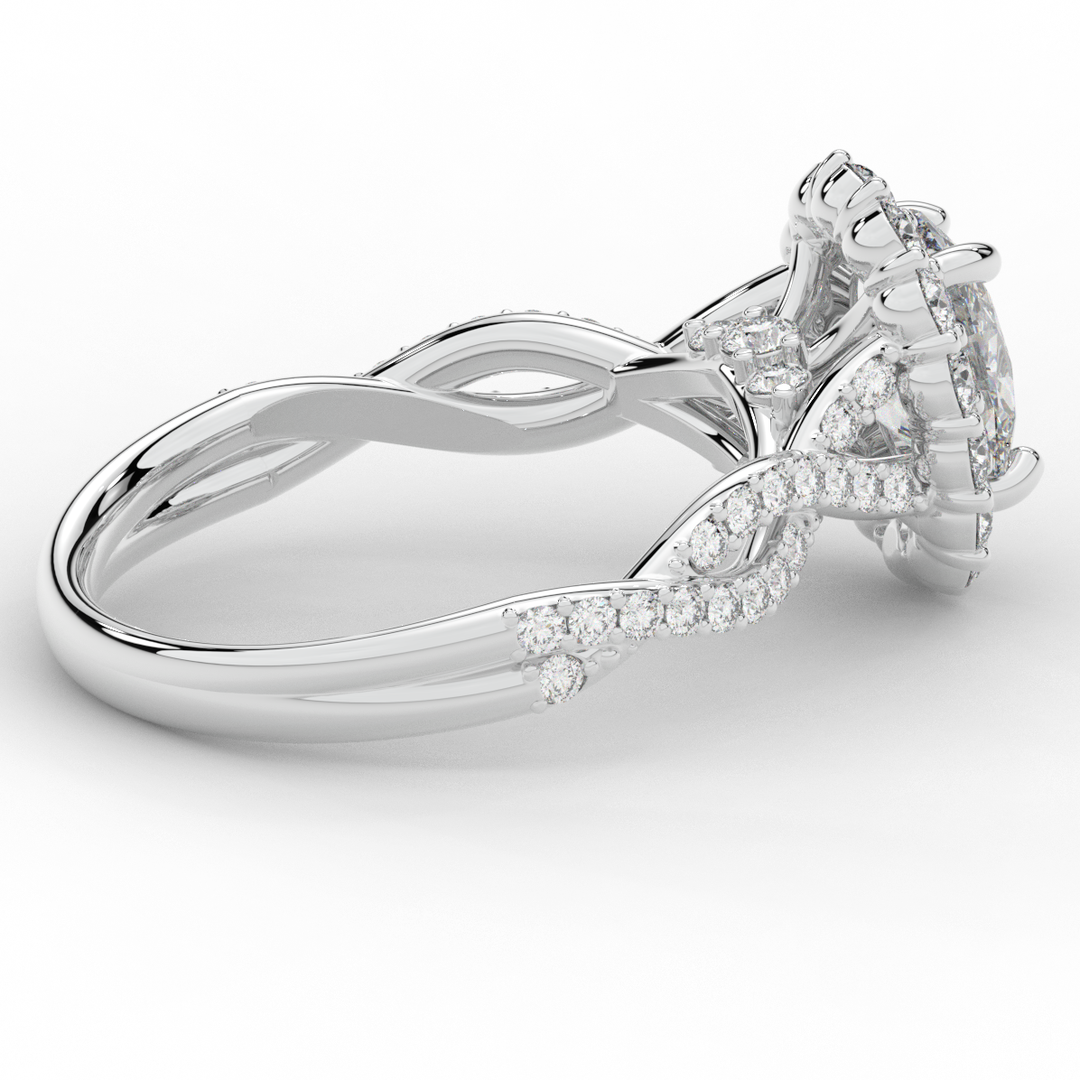 1.75CT.TW OVAL LAB DIAMOND HALO TWIST BAND ENGAGEMENT RING - Nazarelle