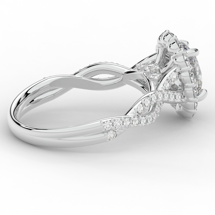 1.75CT.TW OVAL LAB DIAMOND HALO TWIST BAND ENGAGEMENT RING - Nazarelle
