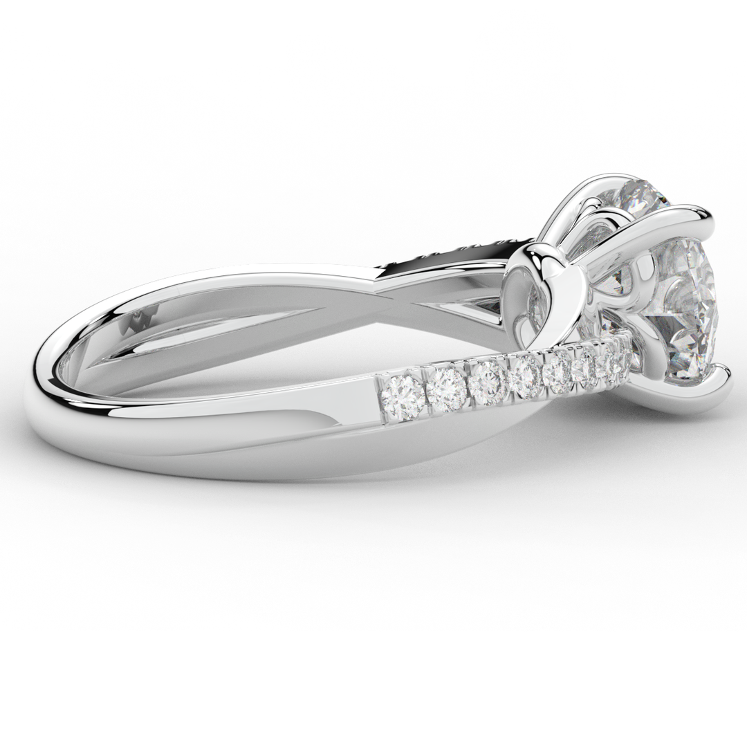 2.20CT.TW ROUND LAB DIAMOND TWISTBAND ENGAGEMENT RING - Nazarelle