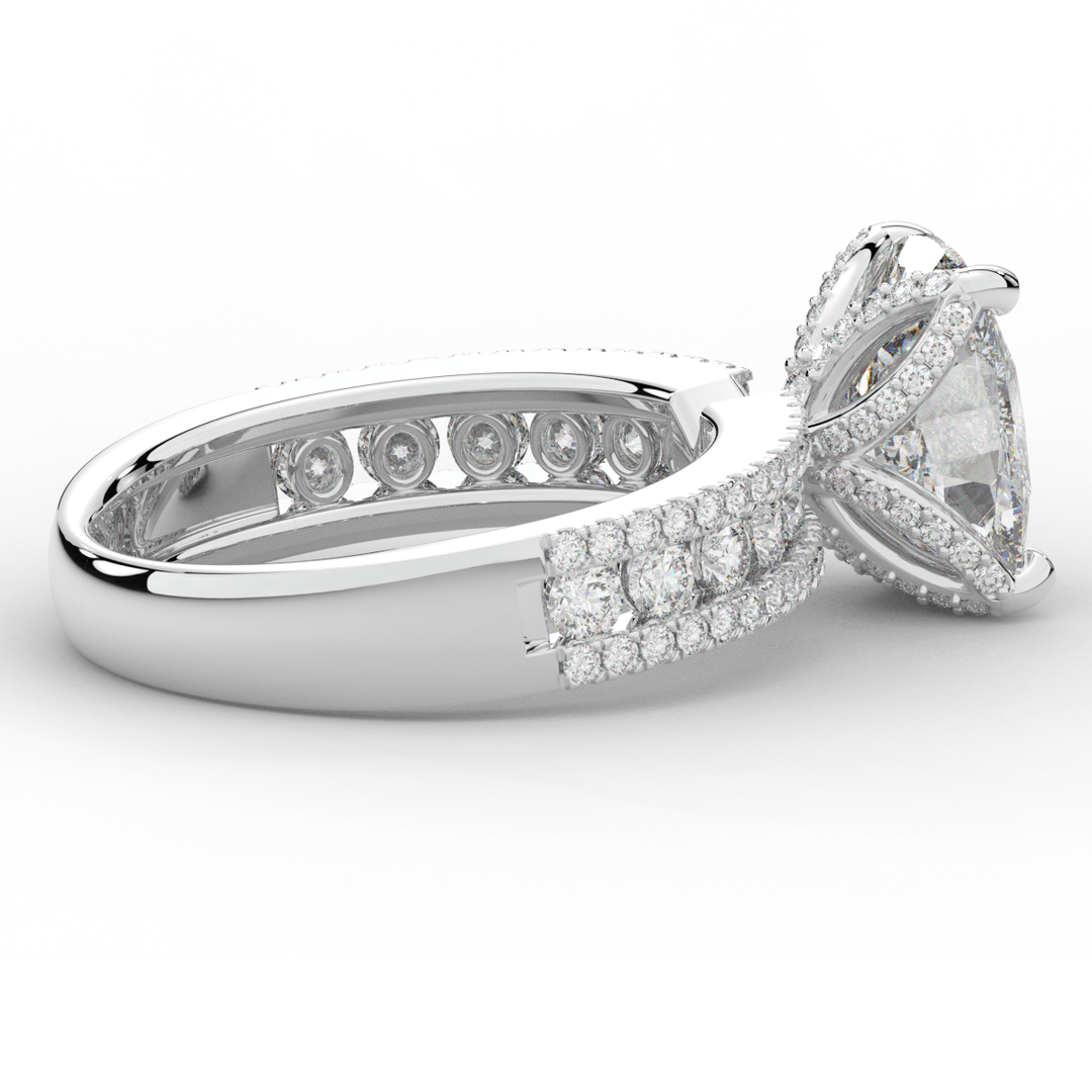 3.95CT.TW CUSHION LAB DIAMOND SOLITAIRE ENGAGEMENT RING - Nazarelle