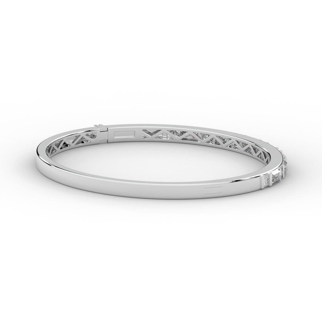 2.75CT.TW ROUND AND EMERALD CUT LAB DIAMOND SHARED PRONG BANGLE - Nazarelle