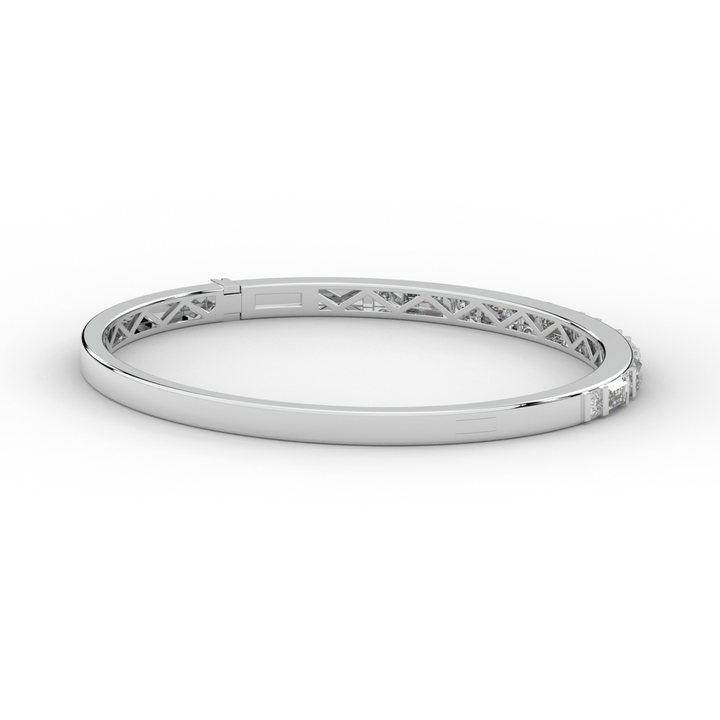 2.75CT.TW ROUND AND EMERALD CUT LAB DIAMOND SHARED PRONG BANGLE - Nazarelle