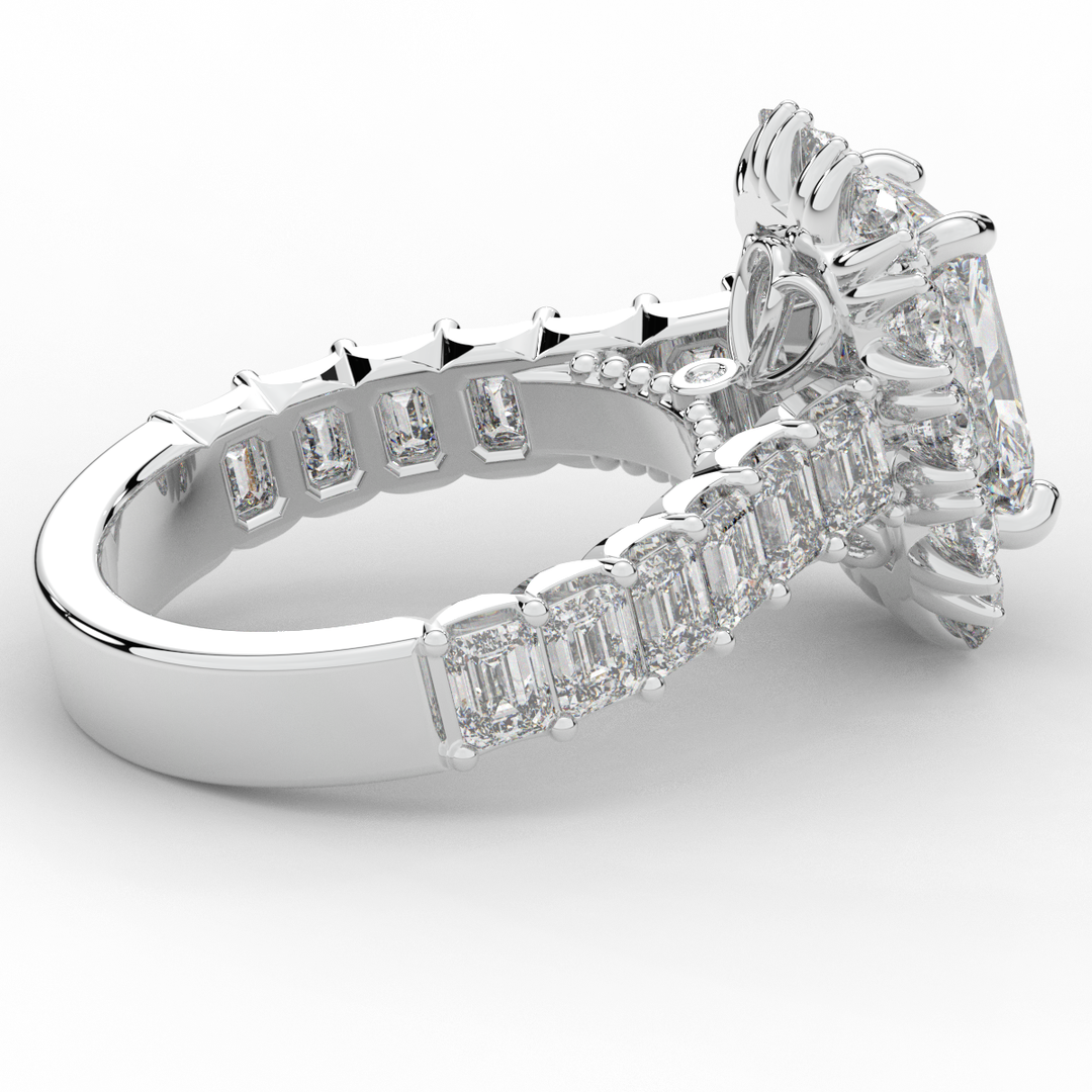 6.00CT.TW RADIANT LAB DIAMOND HALO ENGAGEMENT RING - Nazarelle