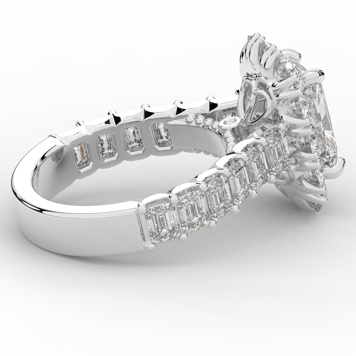6.00CT.TW RADIANT LAB DIAMOND HALO ENGAGEMENT RING - Nazarelle