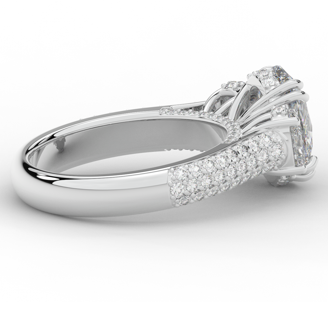 3.70CT.TW OVAL LAB DIAMOND 3 STONE ENGAGEMENT RING - Nazarelle