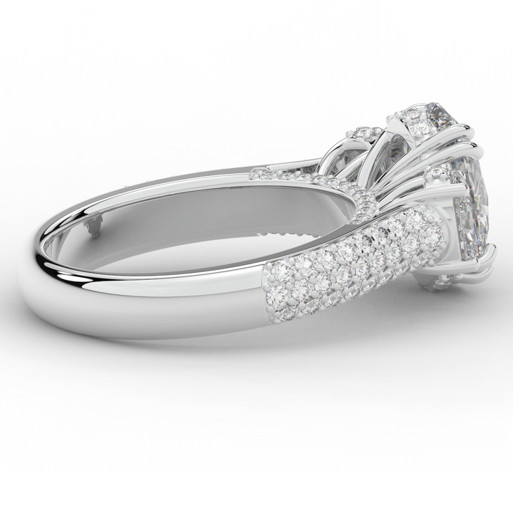 3.70CT.TW OVAL LAB DIAMOND 3 STONE ENGAGEMENT RING - Nazarelle