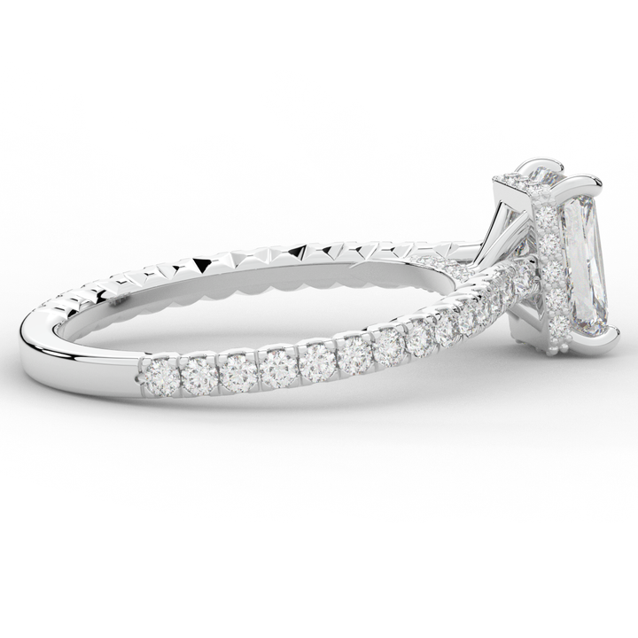 2.10CT.TW RADIANT LAB DIAMOND UNDERHALO SOLITAIRE ENGAGEMENT RING - Nazarelle