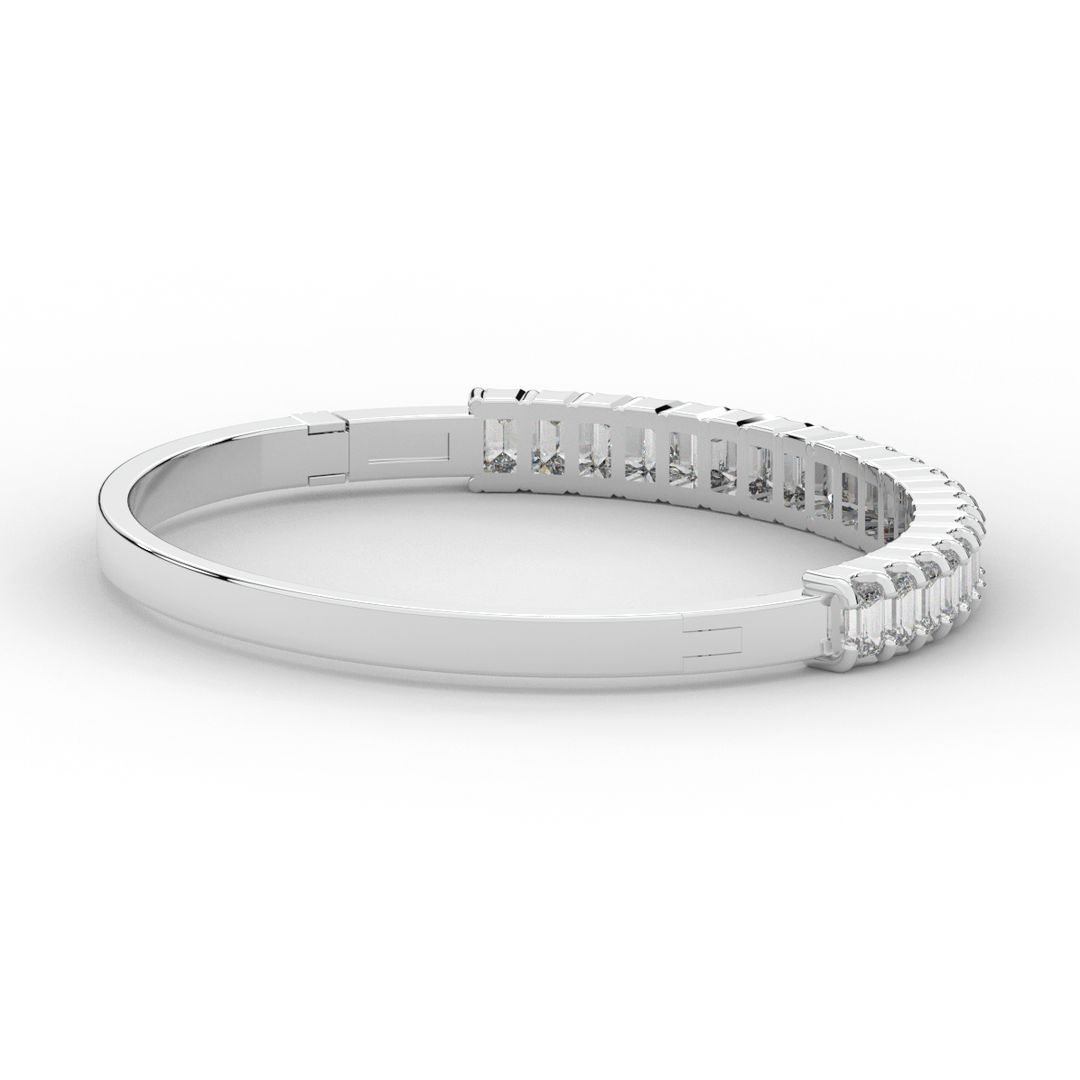 6.50CT.TW EMERALD CUT LAB DIAMOND BANGLE - Nazarelle