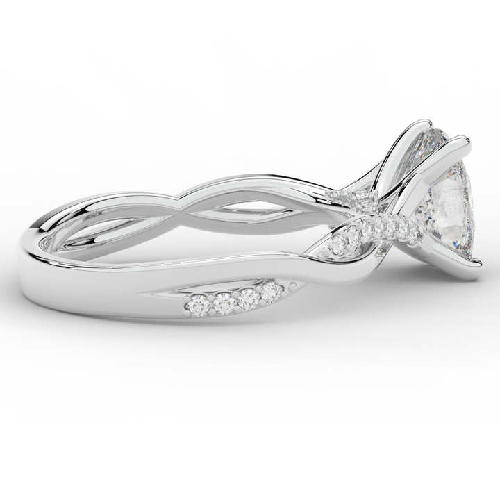 1.70CT.TW CUSHION LAB DIAMOND TWIST BAND ENGAGEMENT RING - Nazarelle