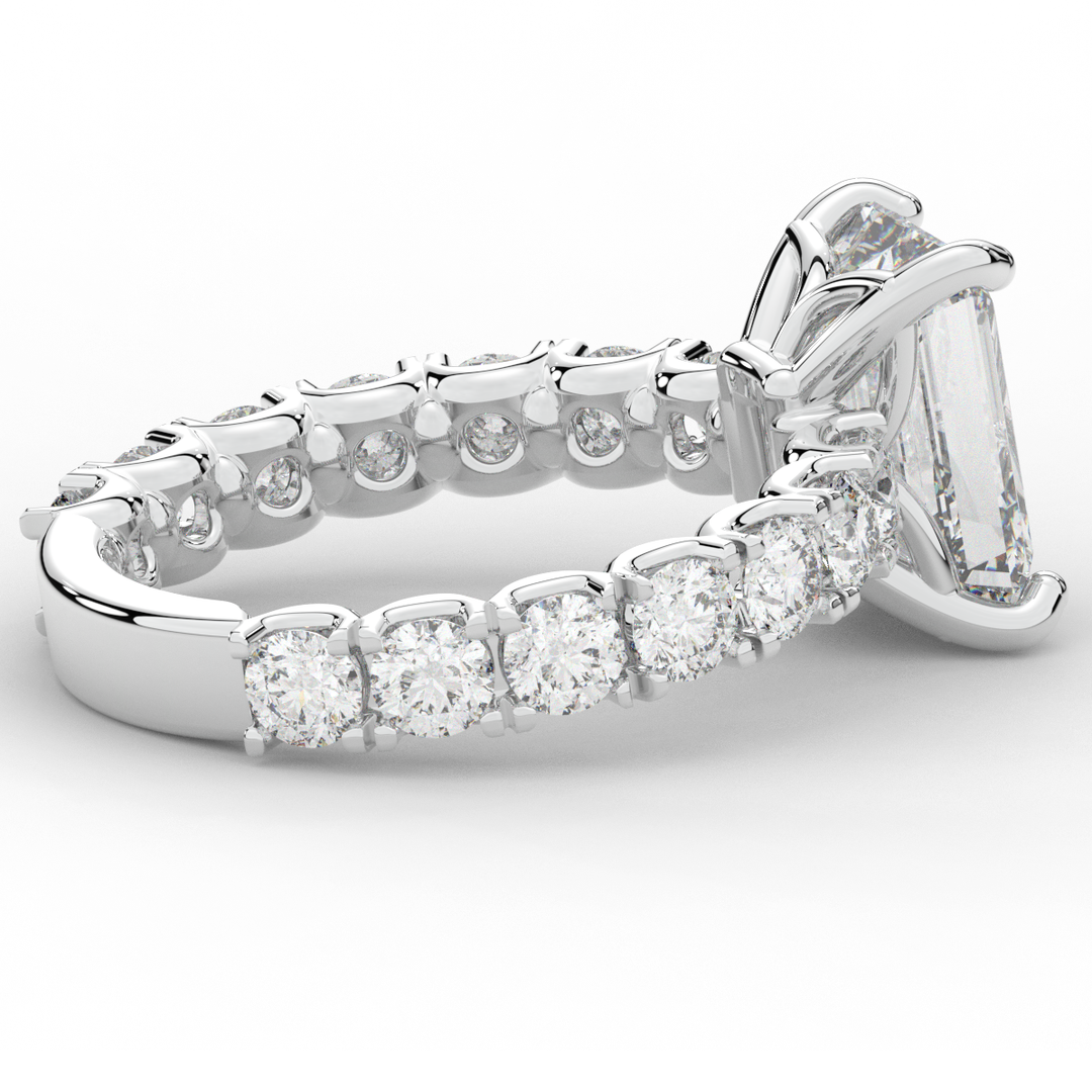 4.35CT.TW EMERALD CUT LAB DIAMOND ENGAGEMENT RING - Nazarelle