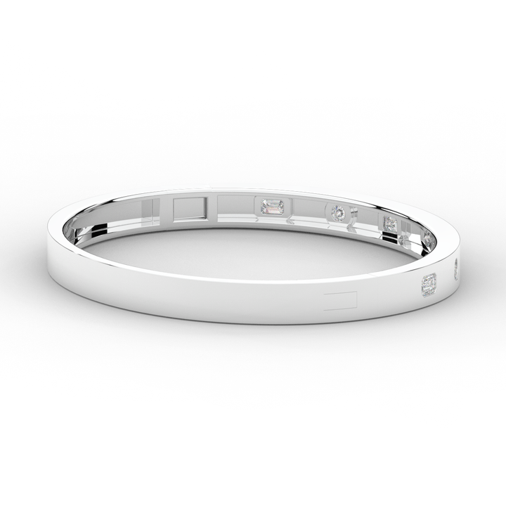 1.00CT.TW ROUND AND EMERALD CUT LAB DIAMOND BEZEL SET BANGLE - Nazarelle