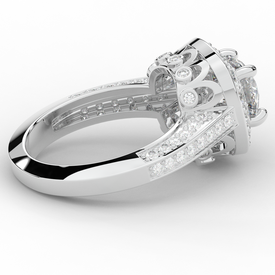 1.50CT.TW ROUND LAB DIAMOND HALO ENGAGEMENT RING - Nazarelle
