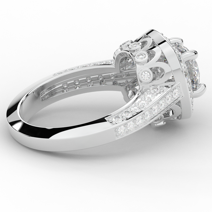 1.50CT.TW ROUND LAB DIAMOND HALO ENGAGEMENT RING - Nazarelle