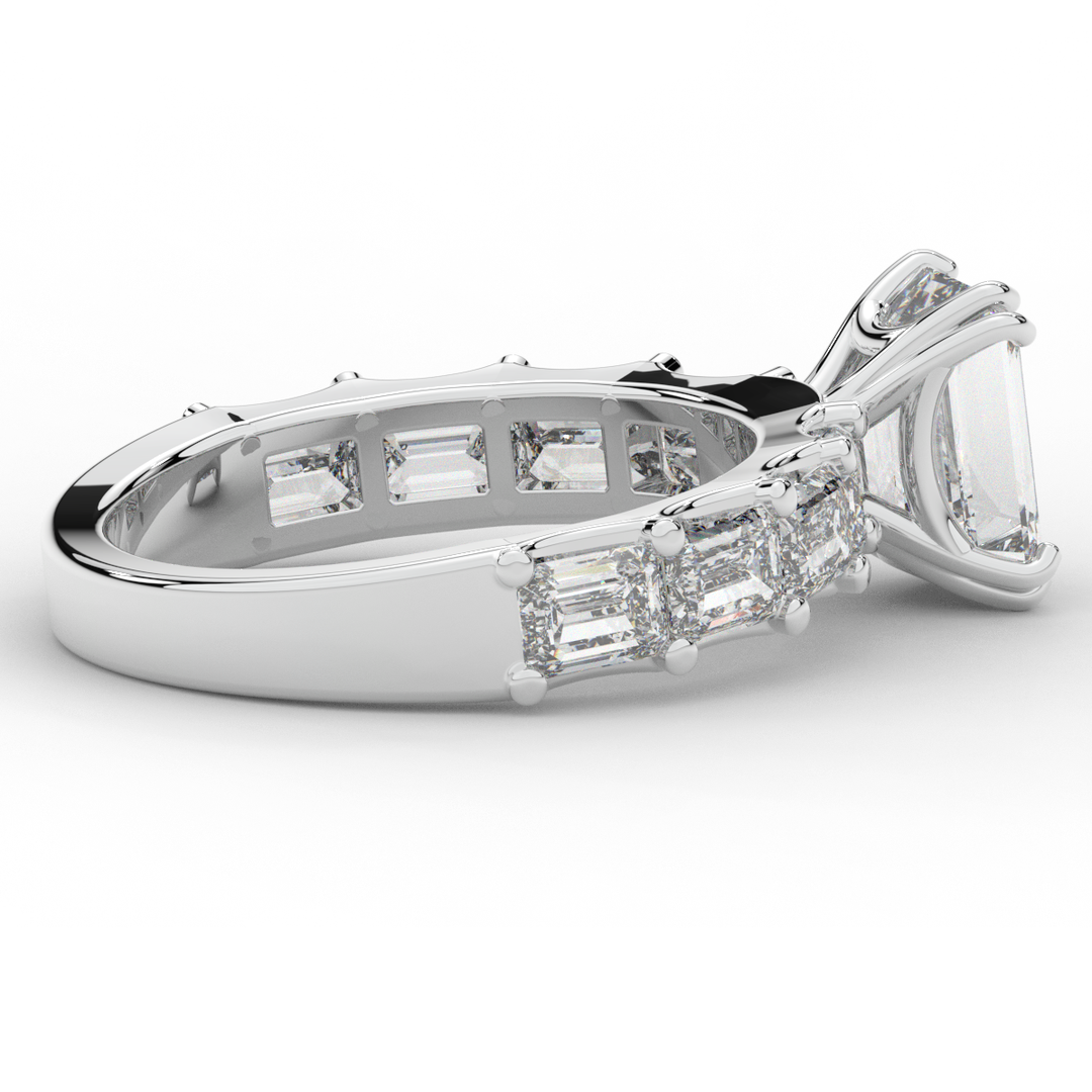 3.75CT.TW EMERALD CUT LAB DIAMOND SOLITAIRE ENGAGEMENT RING - Nazarelle