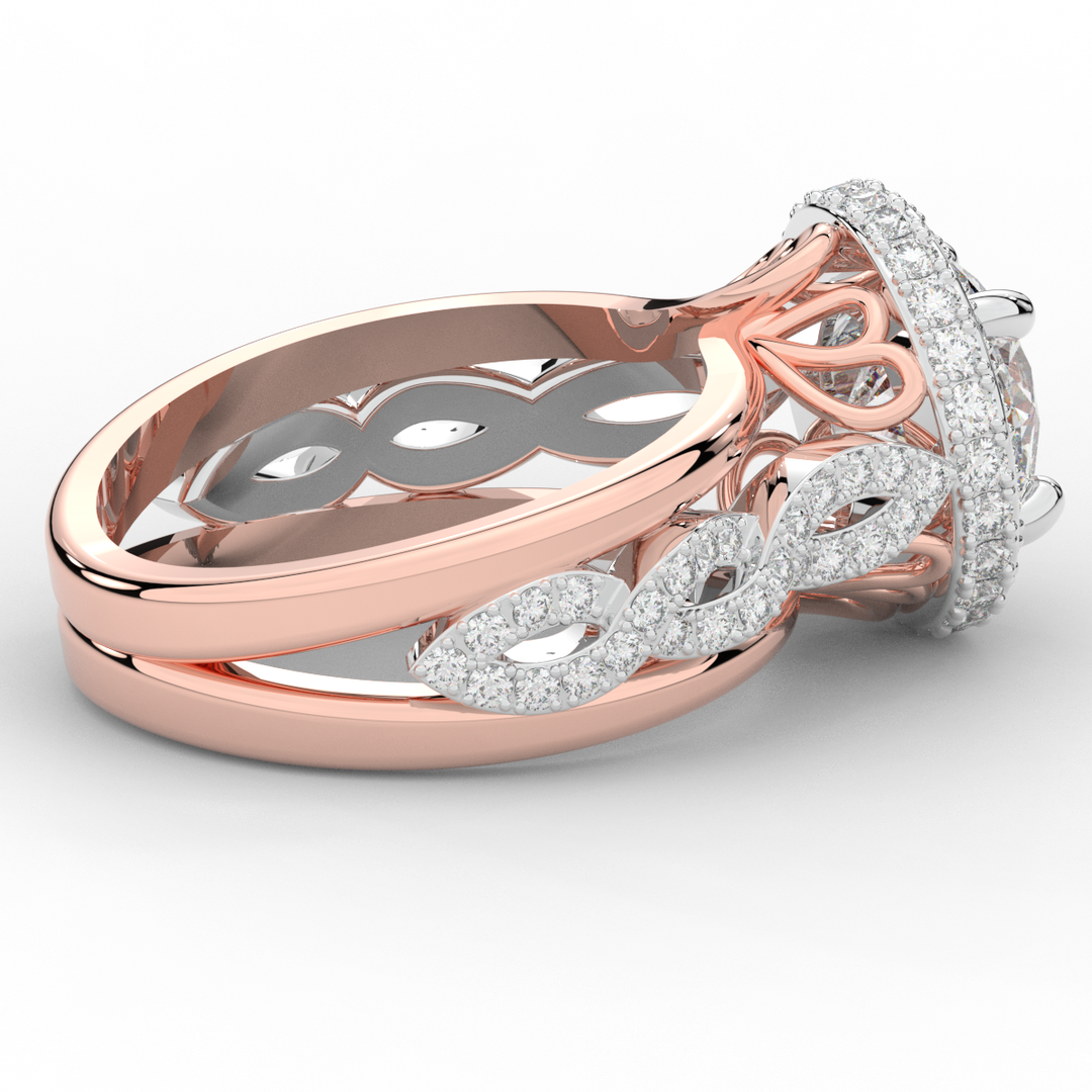 2.85CT.TW ROUND LAB DIAMOND HALO TWO TONE ENGAGEMENT RING - Nazarelle