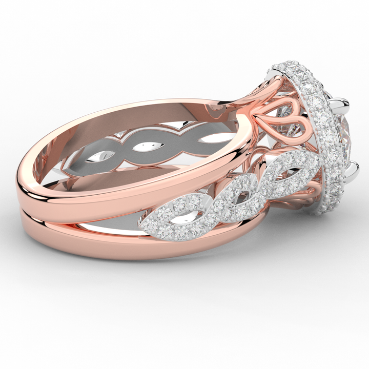 2.85CT.TW ROUND LAB DIAMOND HALO TWO TONE ENGAGEMENT RING - Nazarelle