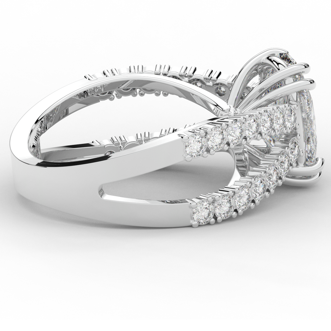 3.75CT.TW CUSHION LAB DIAMOND SPLIT BAND ENGAGEMENT RING - Nazarelle