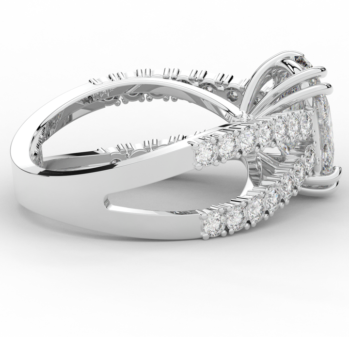 3.75CT.TW CUSHION LAB DIAMOND SPLIT BAND ENGAGEMENT RING - Nazarelle