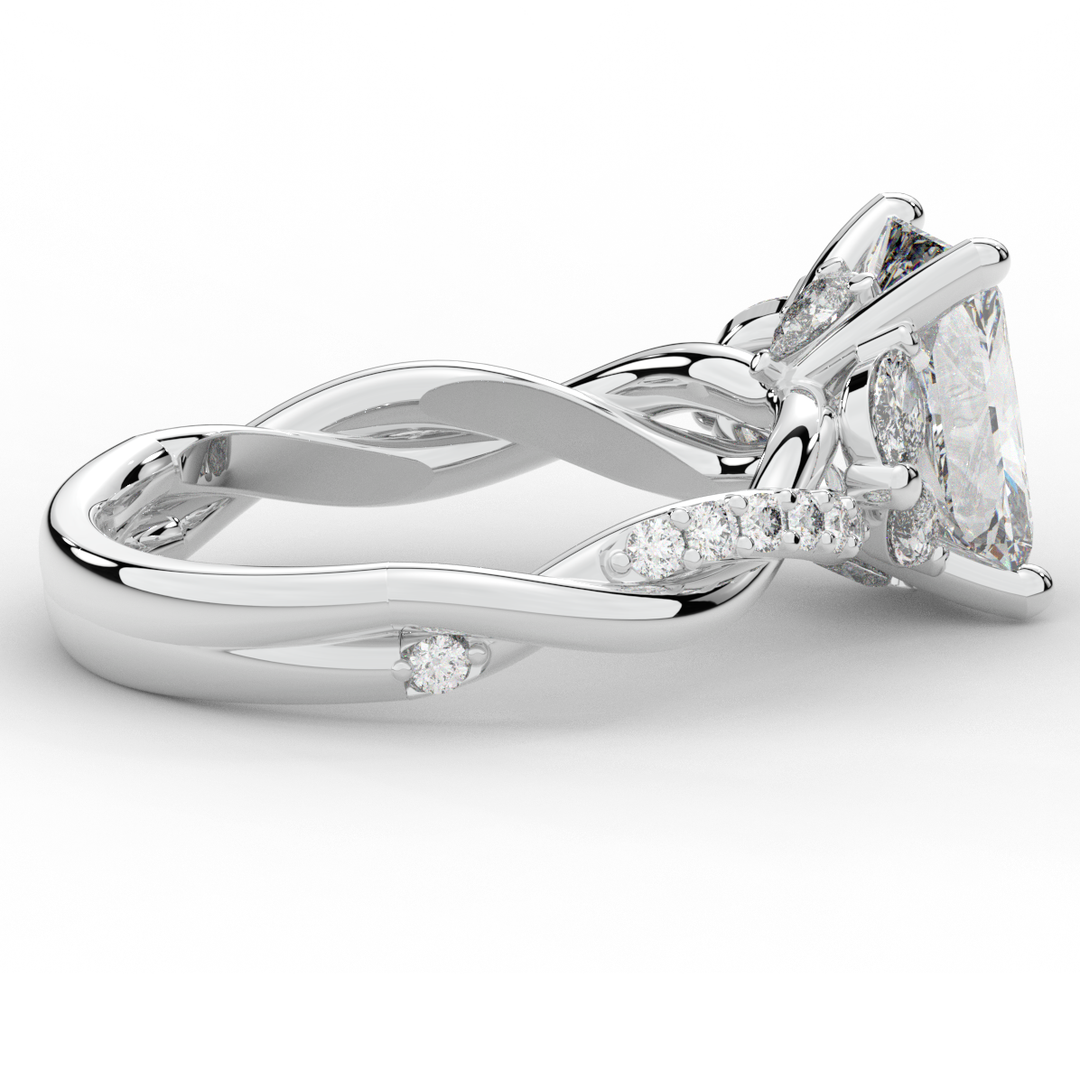 2.40CT.TW RADIANT LAB DIAMOND TWIST BAND ENGAGEMENT RING - Nazarelle