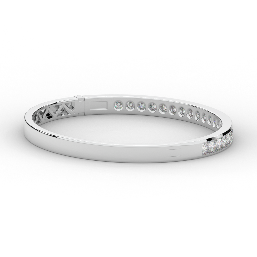 2.75CT.TW ROUND LAB CHANNEL SET DIAMOND BANGLE - Nazarelle