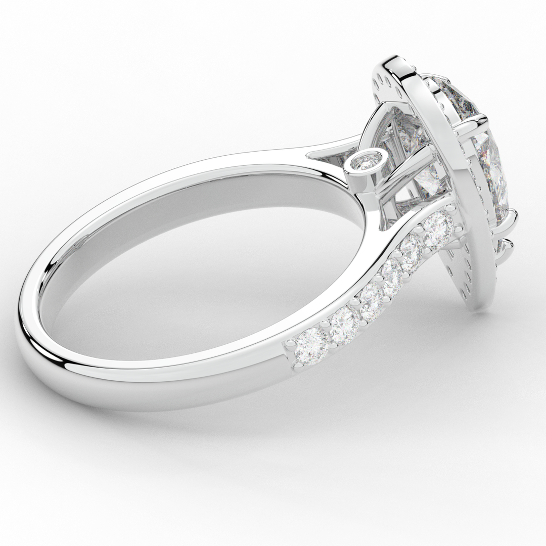 2.50CT.TW PEAR LAB DIAMOND HALO ENGAGEMENT RING - Nazarelle