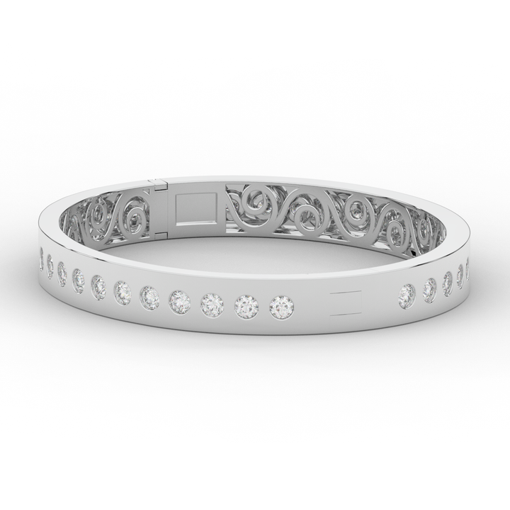 4.50CT.TW ROUND LAB DIAMOND ETERNITY BEZEL SET BANGLE - Nazarelle