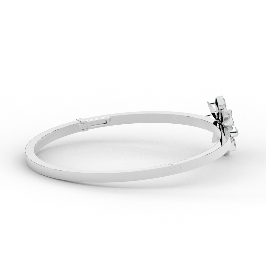 0.40CT.TW ROUND LAB BEZEL AND PRONG SET FLOWER DIAMOND BANGLE - Nazarelle