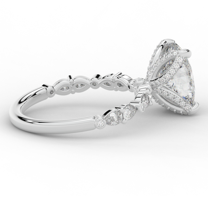 3.60CT.TW CUSHION LAB DIAMOND SOLITAIRE ENGAGEMENT RING - Nazarelle