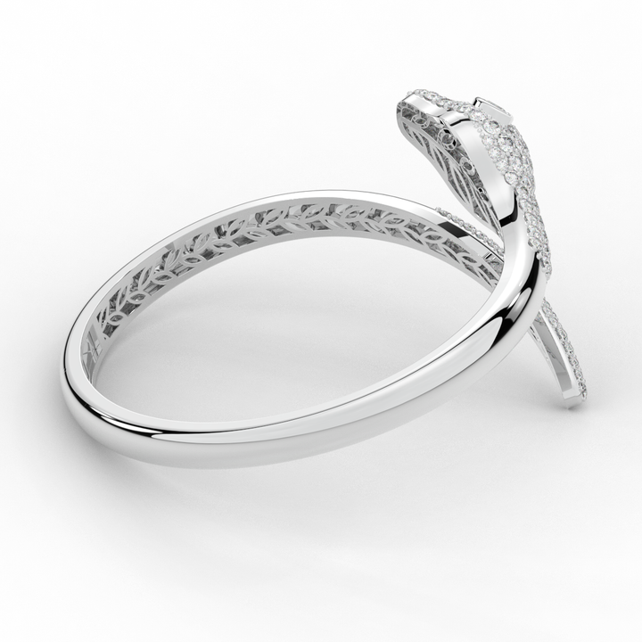 3.75CT.TW ROUND AND PEAR LAB DIAMOND SNAKE BANGLE - Nazarelle