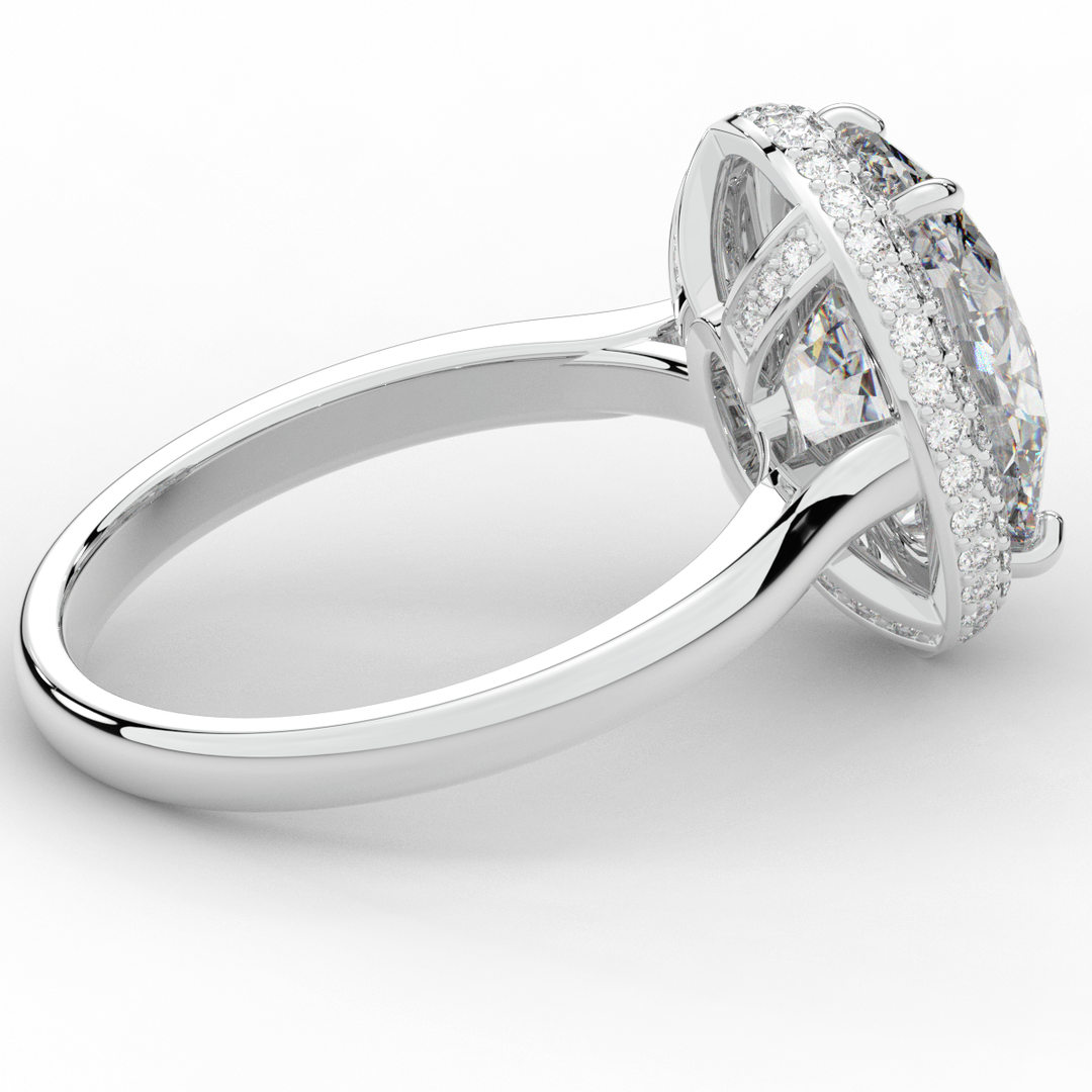 4.40CT.TW OVAL LAB DIAMOND HALO ENGAGEMENT RING - Nazarelle